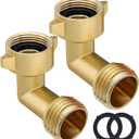 Twinkle Star Garden Hose Elbow Connector 90 Degree Brass Hose Elbow(2pcs) 3/4" Heavy Duty Hose Adapter with 2 O-rings Brass Garden Hose Elbow Solid Brass Adapter