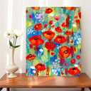 ShineSnow Abstract Colorful Flowers Poppies in Grass Paint by Numbers Painting Kits On Canvas 16x20 inch Colorful Paintworks with Paintbrushes for Adults Beginner DIY Crafts for Women Gift