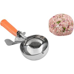 Restaurantware Met Lux 8 Ounce Portion Scoop 1 Durable Disher Scoop - Thumb Trigger Orange Stainless Steel Ice cream Disher For Portion Control For Ice Cream Mashed Potato And Cookie Batter (#4 (8 oz))