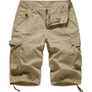 FOURSTEEDS Women's Casual Twill Cotton Fitted Multi-Pockets Camouflage Bermuda Cargo Shorts Khaki US 10c