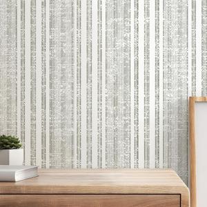 Modern Peel and Stick Wallpaper 17.3"x120" Boho Contact Paper Grey Green Striped Wall Paper Self-Adhesive Vinly Waterproof for Bedroom Bathroom Wall Covering Cabinets Decor