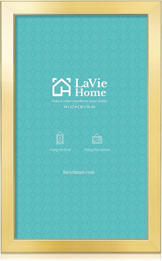 LaVie Home 14 x 22 Picture Frame, Large Poster Frame with High Definition Plexiglass, Horizontal or Vertical Wall Gallery Poster Frames Suitable for Photos, Artworks, Posters,Puzzle, Gold 1pc