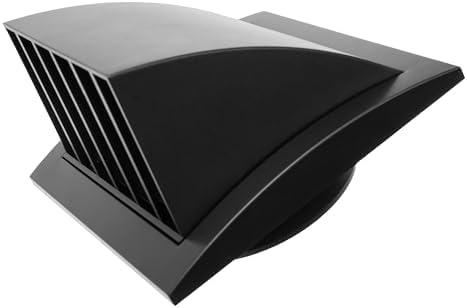 Vent Systems Black 4" inch Exhaust Vent Cover - Dryer Vent Hood - Louvered Dryer Cover - Vent Hood Cap - One-Directional Plastic Air Supply Grille - Non Return Valve - Outlet Cowl Air Vent Grille