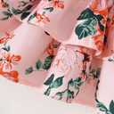 Baby Girl Clothes Cute Summer Outfits Short Sleeve Romper Adjustable Floral Overall Dress Headband 3PCS (Pink, M)