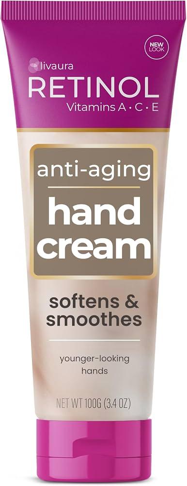 LIVAURA Retinol Anti Aging Hand Cream for Women - Hand Lotion, Dry Hands
Retinol hand cream for very dry cracked hands - non greasy, fast absorbing, smooths crepey skin and age spots
