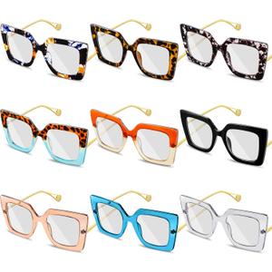 Kingdder 9 Pack Oversized Glasses for Women Square Blue Light Blocking Glasses Stylish Computer Reading Eyeglasses Kingdder 9 Pack Oversized Glasses for Women Square Blue Light Blocking Glasses Stylish Computer Reading Eyeglasses