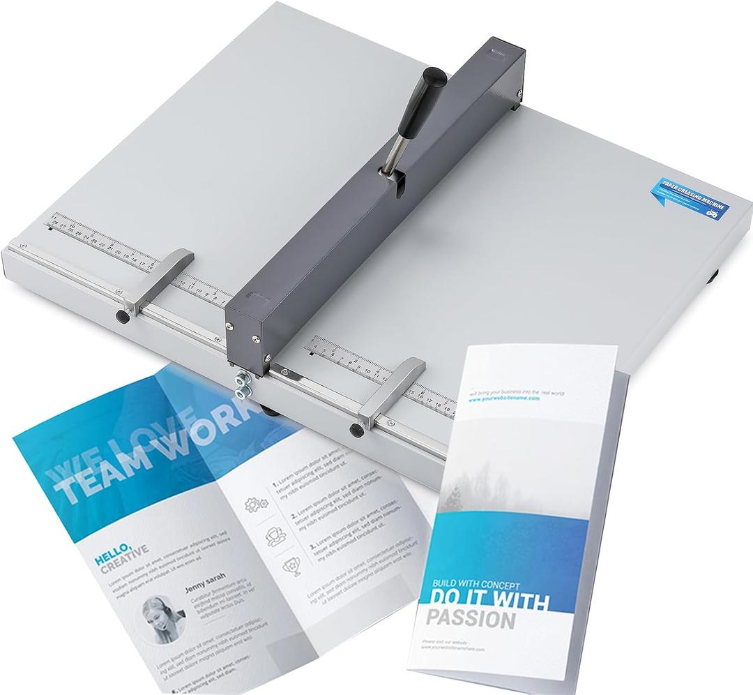 Mxmoonant Manual Creasing Machine 60-500g Paper Folding Creaser with 2 Adjustable Block & Metric/Imperial Positioning Ruler for Paper Sheet Cardstock, 455X540mm