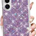 for Samsung Galaxy Z Fold 7 Glitter Case, Cute Bling Sparkle Shiny Sequin Stars Four Corner Soft TPU Silicone Shockproof Women Girls Slim Protective Phone Case for Galaxy Z Fold 7 5G (Purple)