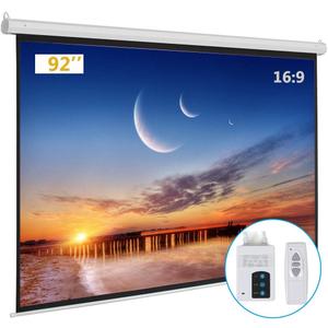 Motorized Projector Screen with Remote Control, No Wrinkles, Without Dents, HD Screen, for Home Theater Office Classroom TV Usage (92inch 16:9)
