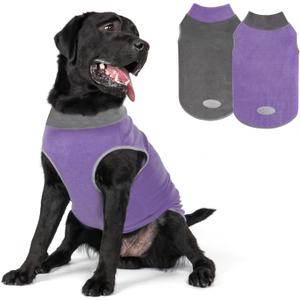 cyeollo 2 Pack Fleece Dog Sweater Pullover Sweatshirt Reflective Lightweight Dog Clothes for Large Dogs Girl Pet Apparel Purple, Grey, XXXL