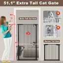 Fairy Baby 51.18" Extra Tall Pet Cat Gate, 48.5"-56.2" Extra Wide Baby Gate for Doorways Stairs Hallway Kitchen, Tall Cat Safety Gate Pressure Mounted, Walk Thru Auto Close Metal Dog Gate, Black