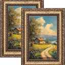 eletecpro 5x7 Picture Frames Set of 2, Ornate Frame with Glass Cover, Vintage Photo Frames Display 4x6 Photo with Mat or 5x7 without Mat for Tabletop or Wall Decor, Bronze Gold
