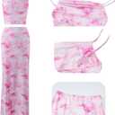 Women High Stretchy Adjustable Strap Backless Floral Two Piece Maxi Skirt Set Summer Outfits 2026 (Pink, S)