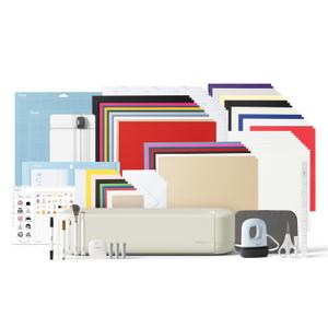 Cricut Explore 5 Ultimate Bundle + Digital Content, Taupe - Precise Cutting Machine - Works with 100+ Materials - Sleek, Simplified Design - Includes Supplies for 135 Projects + Bonus Digital Content