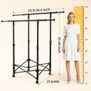 No-assembly Clothes Rack，Double Rod 59-Inch Rolling clothing rack