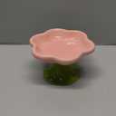 Ceramic Elevated Cat Bowls Flower Dish,Small Raised Dish.Flower Ceramic Raised Bowls for Cats and Small Dogs reducing pet’s Neck Bending and Pressure （Pink Green）