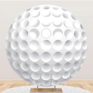 Renaiss 6x6ft White Golf Round Backdrop Covers for Photography, 3D Printing, Baby Shower, Birthday, Sports Club Events, Party Decors, Arch, Photo Booth Props