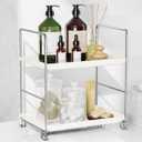 FSyueyun 2-Tier Bathroom Countertop Organizer, Tool-Less Installation Premium Plastics Makeup Shelf Organizer Perfume Skincare for Dresser Vanity Tray Organizers and Storage (Sliver) (Silver)