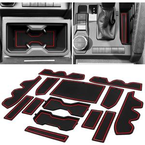 3D Cup Holder Inserts for 2024 2025 2026 Toyota Tacoma(4th Gen) Double Cab Accessories Center Console Mat, Non-Slip Custom Door Pocket Liners (14pc, Red)