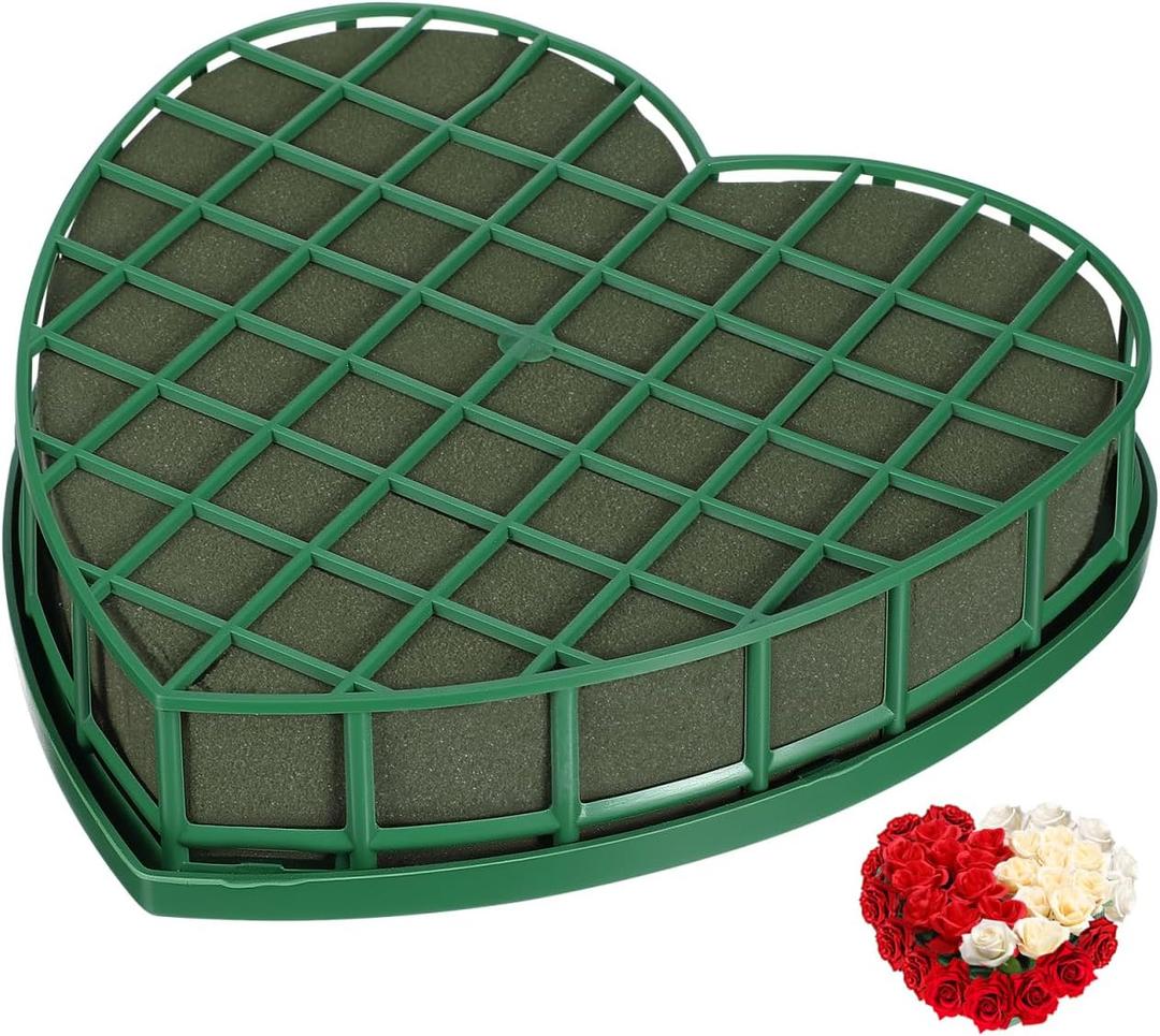 YARNOW Heart Shaped Floral Foam with Base and Suction Cup, 7. 9 X 7. 5 Inch, Car Floral Arrangement Foam for Wedding Party and Vehicle Decoration