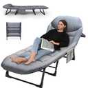 BSISHL Camping Cot with Mattress, No Assembly Required Heavy Duty Folding Camping Cot for Adults, 550 Lbs Capacity Adjustable Portable Sleeping Bed for Indoor, Outdoor & Patio Use (L''70)