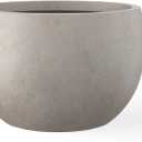 Kante 19.9" Dia Round Concrete Planter, Outdoor/Indoor Large Bowl Plant Pots with Drainage Hole and Rubber Plug for Garden Patio Balcony Home, Weathered Concrete