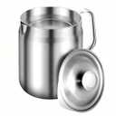 Maylmc 1.7L HEAVY DUTY Stainless Steel Bacon Grease Container with Strainer for Oil Storage, Bacon Grease Saver with strainer for Kitchen, Stainless Steel Oil Filter Pot with Strainer, kitchen gadgets