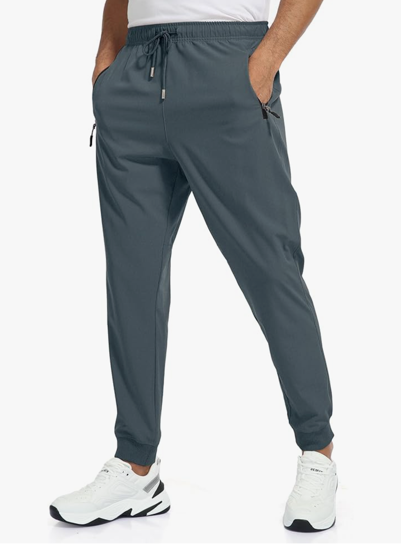 Rapoo Men's Lightweight Joggers Pants Quick Dry Workout Track Running Gym Athletic Pants with 3 Zipper Pockets 32M