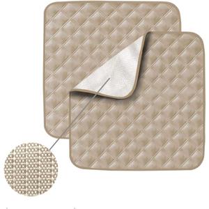 Incontinence Chair Pad Washable 2 Pack, Anti-Slip Reusable Incontinence Bed Protector, Washable Seat Pad, Bed Chair Pad Large (Begie 21*22 inch)