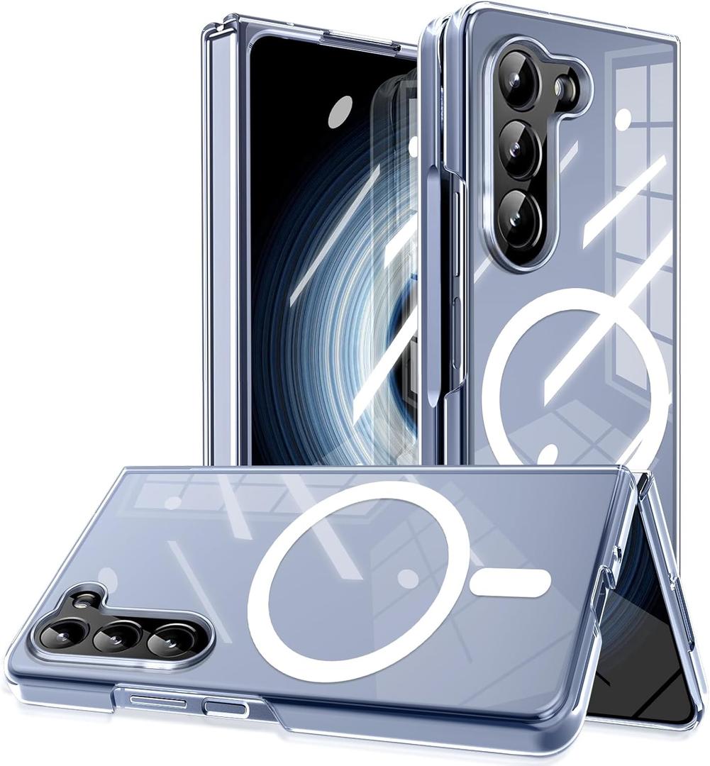 Magnetic for Samsung Galaxy Z Fold 5 Case,Built-in Magnetic Ring&Wireless Charging Compatible,Shock-Absorbing case Cover for Z Fold 5 [Clear] MUS-CXDZ-07-10