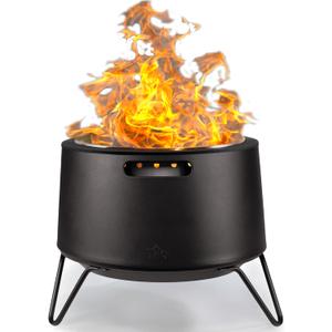Smokeless Fire Pit 20-Inch – Portable Outdoor Wood Burning Fire Pit for Patio, Backyard & Camping, Stainless Steel, Removable Ash Pan, Stand & Cover – TIKI Social Fire Pit