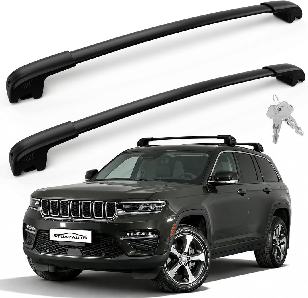 OTUAYAUTO Lockable Roof Rack Cross Bars - Compatible with Jeep Cherokee 2014-2023, Aluminum Heavy Duty Anti-Theft 220lbs Crossbars for Luggage Racks Bike Kayak Snowboard Cargo Bars Non-Corrosion