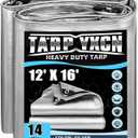 Heavy Duty Tarp 12x16 Feet, 14 Mil Waterproof Poly Tarps Cover UV Resistant, Rip & Tear Proof with Metal Grommets Every 20 Inches Silver Tarp
