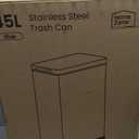 Home Zone Living 12 Gallon Slim Kitchen Trash Can with Soft Close Lid, Step Pedal, Bag Tuck Band, and Removable Liner, Stainless Steel, Steel Blue