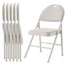Garvee 6-Pack Padded Folding Dining Chairs with PU Leather Seat & Back – Heavy-Duty Steel Frame, 350 lbs Capacity, Stackable for Indoor/Outdoor Use – Beige