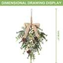 SY Super Bang 2PCS Christmas Decorations, 19Inch Artificial White Berry Front Door/Fireplace Hanging Decorations Include Linen Bow Green Plant, for Home Holiday Wall Party Xmas Decor.