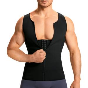TAILONG Men Compression Shirt for Body Slimming Tank Top Shaper Tight Undershirt Tummy Control Girdle (X-Large, Black)