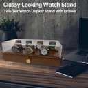 Wooden Watch Case, 2-Tier Watch Display Case Watch Box for Men, Watch Display Stand with Drawer Watch Collection Storage Watch Holder, brown