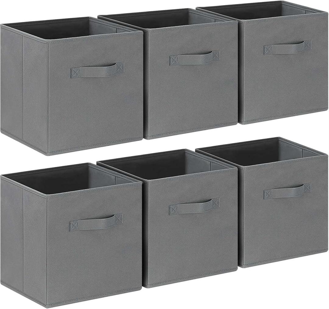 GhvyenntteS Storage Cubes, 11 Inch Cube Storage Bins with Dual Handles, Collapsible Fabric Storage Bins for Shelves, Storage Baskets for Organizing Clothes, Bedding, Toys, Books (6 Pack, Gray) (Grey..)