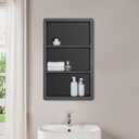 IDYLLOR Recessed Medicine Cabinet No Mirror - 14x24 Bathroom Storage Wall Cabinet with 2 Shelves, 304 Stainless Steel Shower Niche, Matte Black Waterproof for Bathroom, Toilet, Vanity