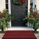 Buffalo Plaid Outdoor Rug Christmas Door Mat Christmas Decor Welcome Rug Cotton Hand-Woven Layered Door Mats for Front Porch, Kitchen, Farmhouse, Entryway (24"x51", Red/Black/White)