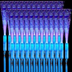Zhanmai 24 Pieces Upgraded Glow Fiber Wands Sticks K-pop Concert LED Light Fiber Optic Wands LED Flashing Glow Sticks Bulk for Wedding Party Favors (Blue)
