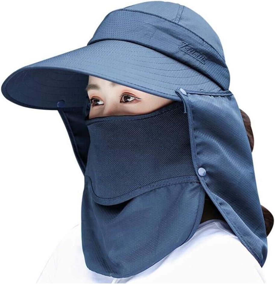 Wide Brim Sun Hat  Multifunctional UPF 50 Protection Bucket Fishing Hat Cap (One Size, Navy)