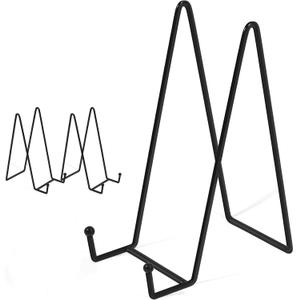 Decolore 10 Inch 3 Pack Large Black Table Easel Plate Stands for Display Plate Holder Display Stand for Decorative Plate, Poster, Tabletop Art and Platter