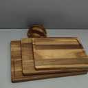 Acacia Wood Cutting BoardSolid Wood Cutting Board for Kitchen with Holder with Deep Juice Grooves & Built-in Handles, Durable Wooden Chopping Board Set of 3 for Meat, Vegetables and Fruits