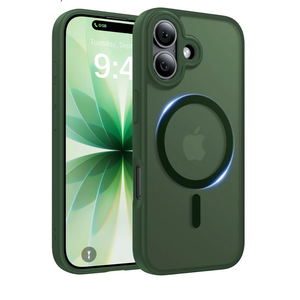 Magnetic for iPhone 17 Case, [Anti-Slip] [Military-Grade Drop Protection] [Camera Protection] Skin-Friendly Slim Translucent Shockproof Protective for iPhone 17 Phone Case, Forest Green