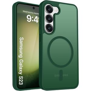 for Samsung S23 Phone Case, Compatible with Magnetic, Military Grade Drop Protection Translucent Matte Shockproof Anti-Scratch/Anti-Fingerprint Case for Galaxy S23 (Green)