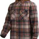 LeeHanTon Mens Heavyweight Hoodies Casual Zip Up Plaid Flannel Shirt Jackets Winter Thick Berber Lined Fleece Coat (Orange, L)