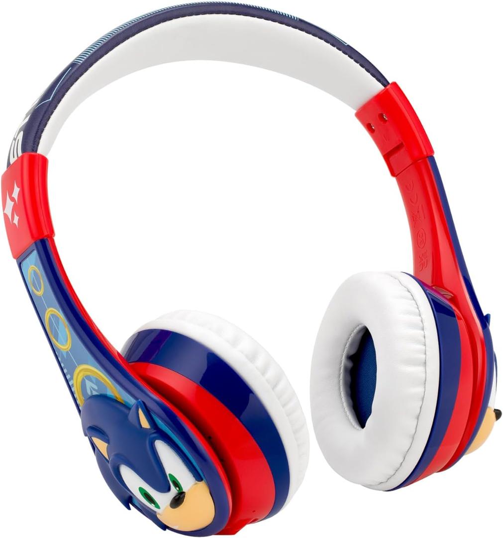eKids Sonic The Hedgehog Bluetooth Headphones for Kids, Wireless Headphones with Microphone Includes Aux Cord, Great for Kids