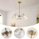 5-Light Gold Sputnik Chandelier Semi Flush Mount Chandelier Mid Century Modern Sputnik Chandelier with White Ceramic Shade Living Room Finish Brass Chandelier (5- LIght White)